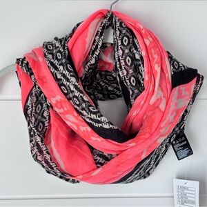 Anthropologie Black & Florescent Orange Wrap Scarf New